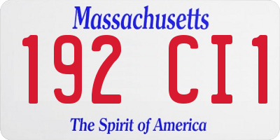 MA license plate 192CI1