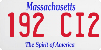 MA license plate 192CI2