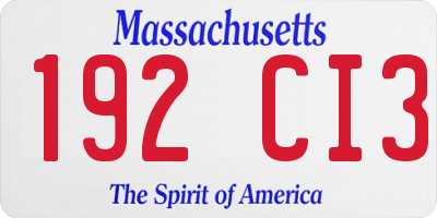 MA license plate 192CI3