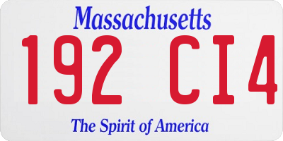 MA license plate 192CI4