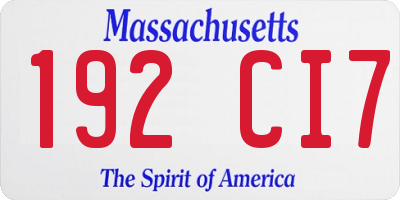 MA license plate 192CI7