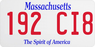MA license plate 192CI8