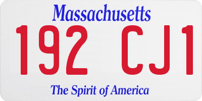 MA license plate 192CJ1