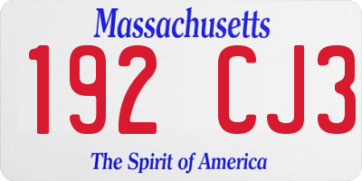MA license plate 192CJ3
