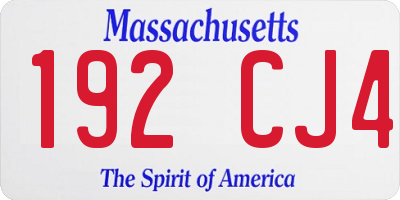 MA license plate 192CJ4