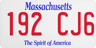 MA license plate 192CJ6