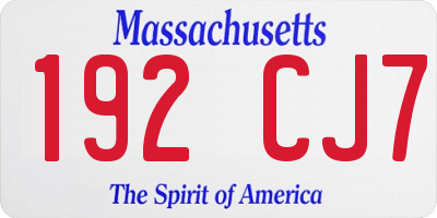 MA license plate 192CJ7