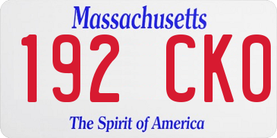MA license plate 192CK0