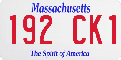 MA license plate 192CK1