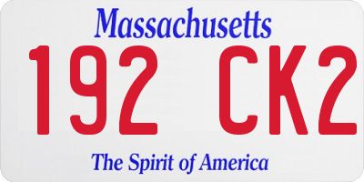 MA license plate 192CK2