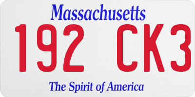 MA license plate 192CK3