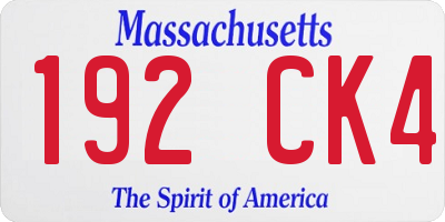MA license plate 192CK4