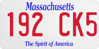 MA license plate 192CK5