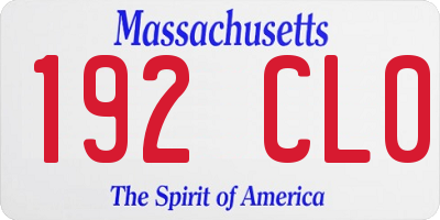 MA license plate 192CL0