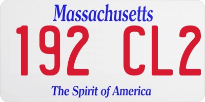 MA license plate 192CL2
