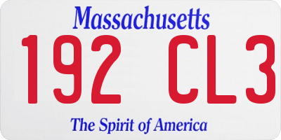 MA license plate 192CL3