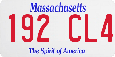 MA license plate 192CL4