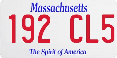 MA license plate 192CL5