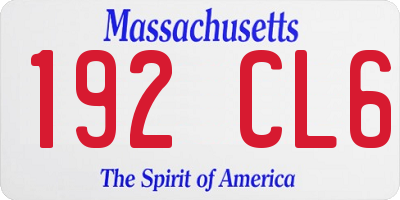 MA license plate 192CL6