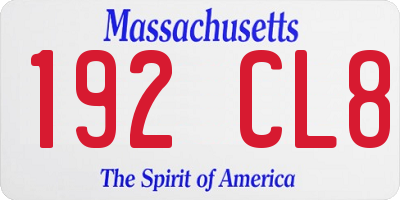 MA license plate 192CL8