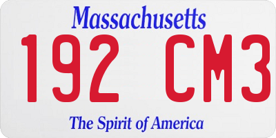 MA license plate 192CM3