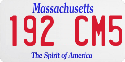 MA license plate 192CM5
