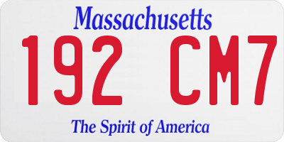 MA license plate 192CM7