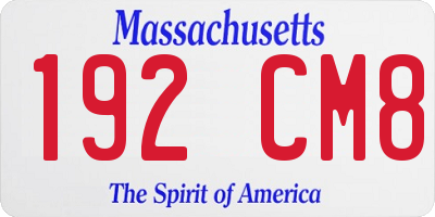 MA license plate 192CM8