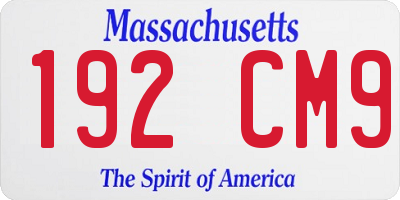 MA license plate 192CM9