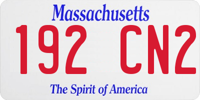 MA license plate 192CN2