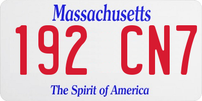 MA license plate 192CN7