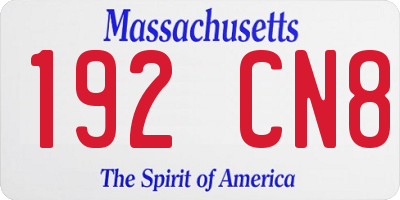 MA license plate 192CN8