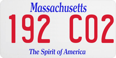 MA license plate 192CO2
