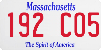 MA license plate 192CO5