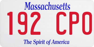 MA license plate 192CP0