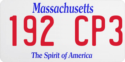 MA license plate 192CP3