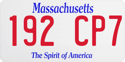 MA license plate 192CP7
