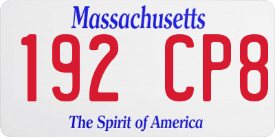 MA license plate 192CP8