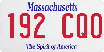 MA license plate 192CQ0