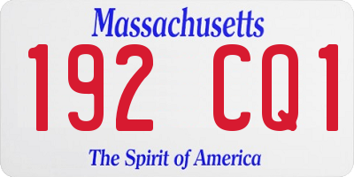 MA license plate 192CQ1
