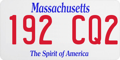 MA license plate 192CQ2