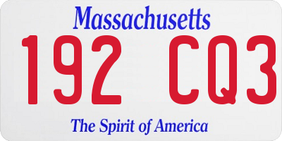 MA license plate 192CQ3