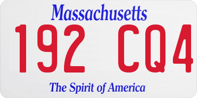MA license plate 192CQ4