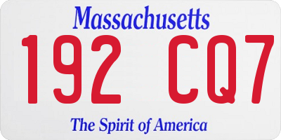 MA license plate 192CQ7