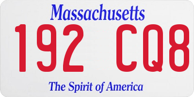 MA license plate 192CQ8