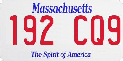 MA license plate 192CQ9