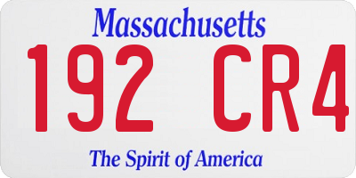 MA license plate 192CR4
