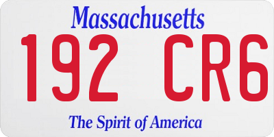 MA license plate 192CR6