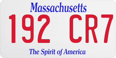 MA license plate 192CR7