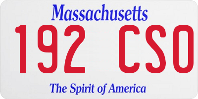 MA license plate 192CS0